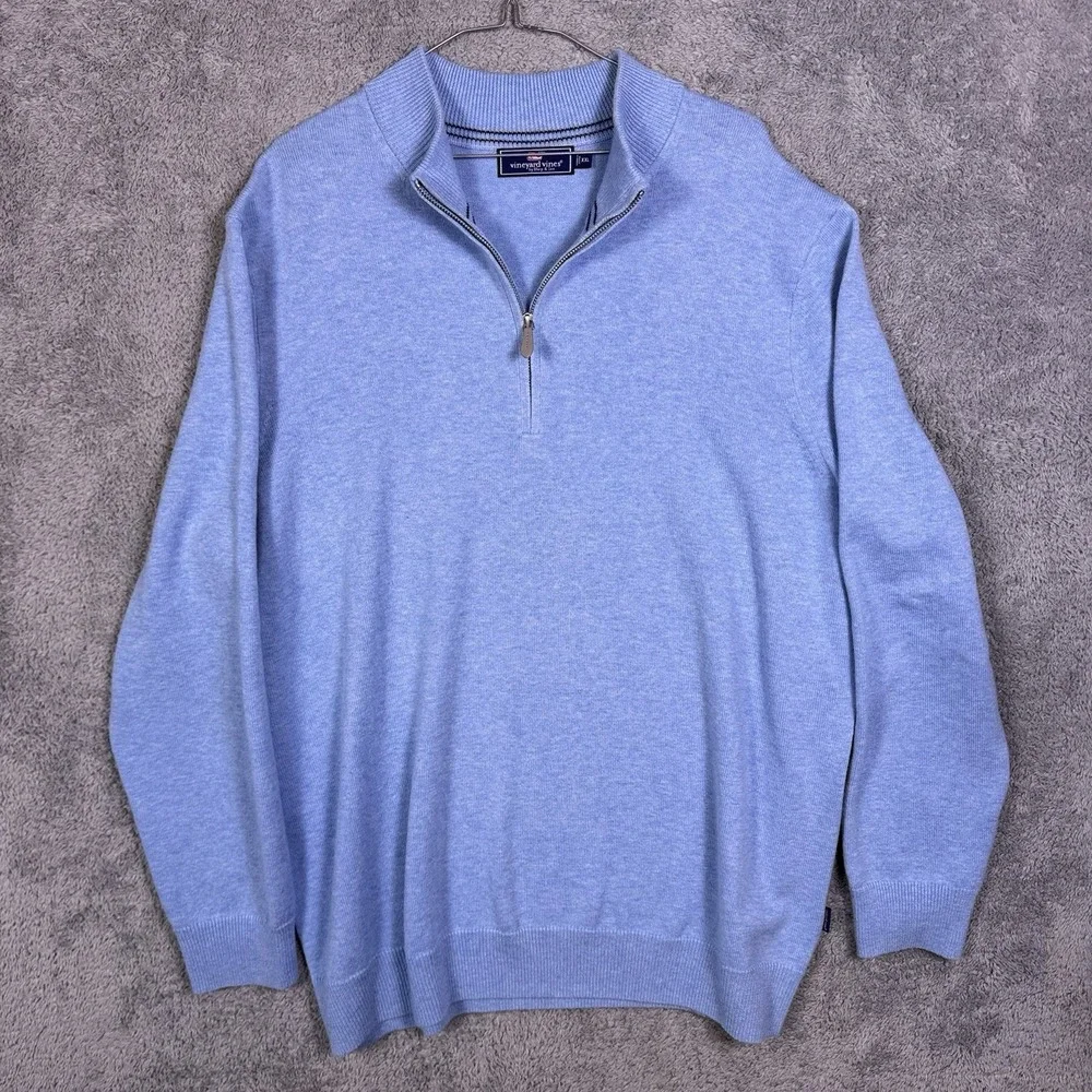 Vineyard Vines Boathouse Sweater Mens 2XL XXL Merino Wool Knit 1/4 Zip Pullover
